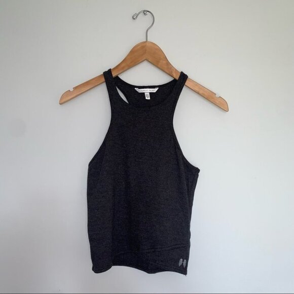 Victoria’s Secret Crop Tank Top High Neck Wing Logo Grey Women's Size Small - Picture 2 of 6